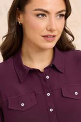 EVANS Plus Size Burgundy Red Tab Sleeve Blouse | Evans  4