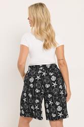 YOURS Plus Size Black Mixed Shell Textured Shorts | Yours Clothing 2