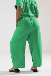 YOURS Plus Size Green Tie Waist Wide Leg Trousers | Yours Clothing 4