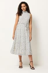 M&Co White Spot Print Tiered Chiffon Midi Dress | M&Co 1