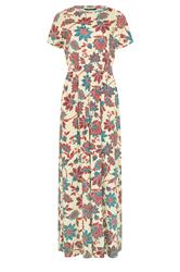 LTS Tall Red & Blue Floral Shirred Waist Cotton Maxi Dress