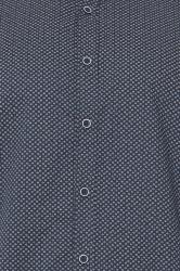 D555 Big & Tall Navy Blue Micro Spot Print Button Shirt | BadRhino 1