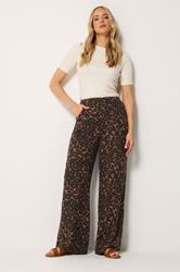 LTS Tall Women's Chocolate Brown Leopard Print Wide Leg Trousers | Long Tall Sally 3