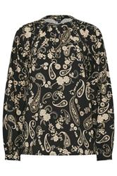 LTS Tall Black Paisley Placket Blouse