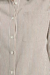 LTS Tall Women's Chocolate Brown & White Stripe Cotton Shirt | Long Tall Sally 5