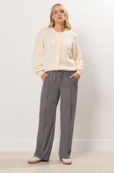 LTS Tall Grey Tie Waistband Wide Leg Trousers | Long Tall Sally 3