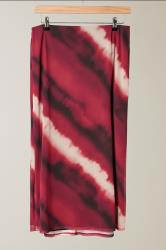 EVANS Plus Size Burgundy Red Abstract Print Mesh Midi Skirt | Evans  5