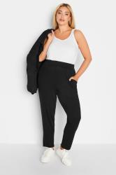 Plus Size Black Double Pleat Jersey Stretch Joggers | Yours Clothing 2