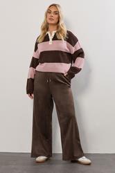 YOURS Plus Size Chocolate Brown Faux Suede Wide Leg Trousers | Yours Clothing 1