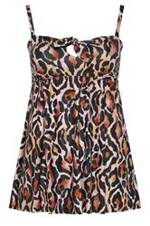 YOURS Plus Size Brown Leopard Print Tankini Top | Yours Clothing 8