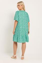 YOURS Plus Size Green Ditsy Floral Smock Dress | Yours Clothing 2