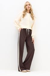 LTS Tall Brown Side Stripe Wide Leg Trousers | Long Tall Sally 3