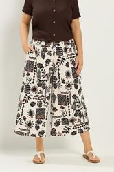YOURS Plus Size Natural Brown Sun Print Culottes | Yours Clothing 3