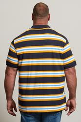 BadRhino Big & Tall Navy Blue & Yellow Striped Polo Shirt | BadRhino 2