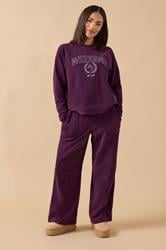 PixieGirl Petite Women's Burgundy Red 'Weekend' Slogan Fleece Lounge Top | PixieGirl 1