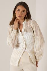 LTS Tall Women's Ivory White Metallic Dash Blouse | Long Tall Sally 3