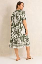 EVANS Plus Size Green Abstract Pintuck Dress | Evans 4