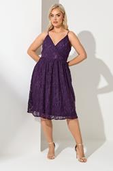 YOURS LONDON Plus Size Purple Lace Skater Dress | Yours Clothing  3