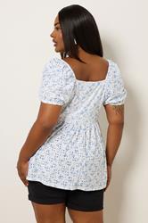 YOURS Plus Size White Floral Broderie Anglaise Peplum Top | Yours Clothing 4