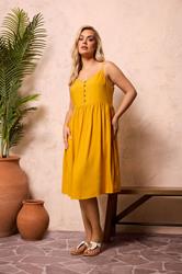 YOURS Plus Size Yellow Strappy Midi Sundress | Yours Clothing 3
