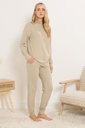 LTS Tall Beige Brown Waffle Lounge Trousers | Long Tall Sally 3