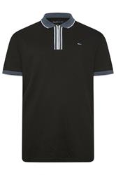 BadRhino Big & Tall Navy Blue Waffle Texture Zip Polo Shirt | BadRhino 6