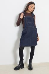 PixieGirl Petite Women's Indigo Blue Denim Pinafore Cotton Dress | PixieGirl 1