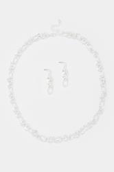 Silver Tone Chain Necklace & Earring Set | Yours Clothing 3
