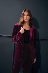 M&Co Berry Red Velvet Blazer | M&Co 3