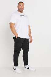 JACK & JONES Big & Tall Black 'Paul' Cargo Trousers | BadRhino 1