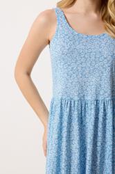 M&Co Light Blue Ditsy Floral Print Sleeveless Midi Dress | M&Co 4