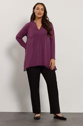 EVANS Plus Size Purple Chiffon Hem Blouse | Evans 1