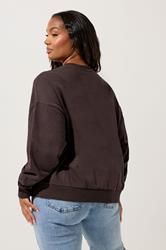 YOURS Plus Size Chocolate Brown 'NYC' Check Sweatshirt | Yours Clothing 2