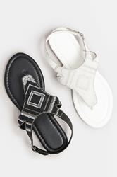 LTS White Beaded Ankle Strap Sandals In Standard Fit | Long Tall Sally 6