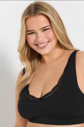 YOURSET 2 PACK Plus Size Black & White Lace Trim Seamless Bralette | Yours Clothing 7