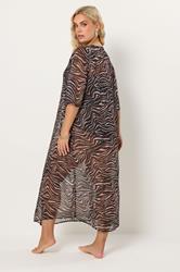 YOURS Plus Size Black Animal Chiffon Kimono | Yours Clothing 5