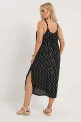 YOURS Plus Size Black Crinkle Metallic Midi Dress | Yours Clothing 5