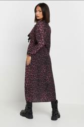 PixieGirl Petite Women's Burgundy Red Leopard Print Tie Bow Dress | PixieGirl 4