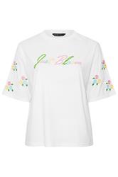 LIMITED COLLECTION Curve White 'Just Bloom' Floral Embroidered T-Shirt