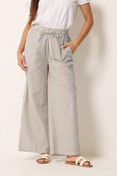 M&Co Natural Brown Stripe Wide Leg Cotton Trousers | M&Co  1