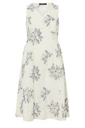 EVANS Curve Cream Embroidered Floral Linen Midi Dress