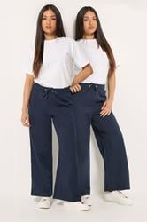 M&Co Petite 2 PACK Navy Blue Wide Leg Joggers | M&Co 1