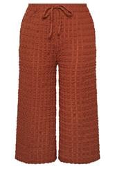 YOURS Curve Rust Orange Bubble Textured Cropped Trousers