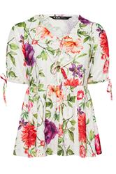 YOURS Curve White Floral Broderie Anglaise Bow Tie Front Top