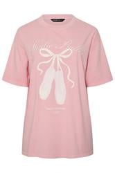 LIMITED COLLECTION Curve Pink Longline Ballet Acid Wash T-Shirt