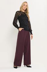 LTS Tall Black Burnout Polka Dot Mesh Blouse | Long Tall Sally 2