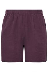 YOURS Plus Size Purple Cotton Cheesecloth Shorts | Yours Clothing 5