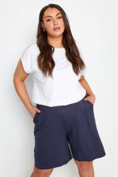 YOURS Plus Size Navy Blue Jersey Pull On Shorts | Sizes 16 to 36 | Yours Clothing 3