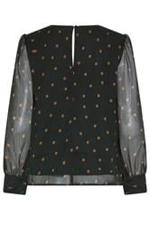 M&Co Black Polka Dot Chiffon Blouse | M&Co 6
