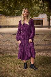 M&Co Petite Berry Purple Floral Jacquard Boho Dress | M&Co 6